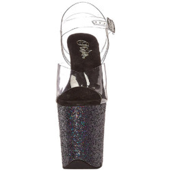 Nero Scintillare 20 cm FLAMINGO-808LG Plateau Sandali Tacco Altissimo