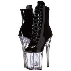 Nero Trasparente 20 cm FLAMINGO-1021 stivaletti con plateau suola donna