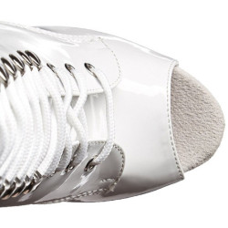 Bianco Verniciata 20 cm FLAMINGO-1021 stivaletti con plateau suola donna