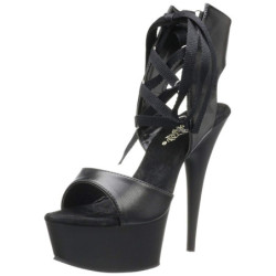 Nero Ecopelle 15 cm DELIGHT-600-14 sandali pleaser con plateau