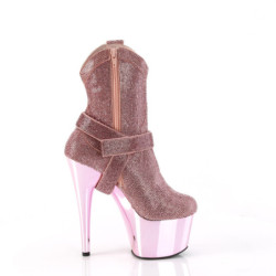 Rosa strass stivaletti texani e cowboy plateau tacco 18 cm ADORE-1029CHRS