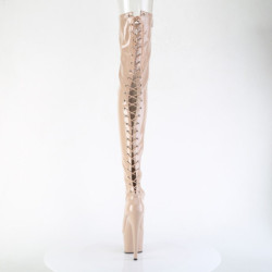 Verniciata beige 18 cm ADORE-3850 stivali sopra il ginocchio con lacci