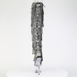 Nero 18 cm pole dance exotic stivali overknee con frange strass