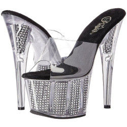 Nero 18 cm ADORE-701SRS Pietre strass plateau ciabatta donna