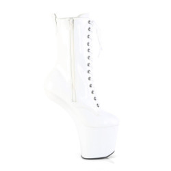 Verniciata 20 cm CRAZE-1040 Heelless stivaletti pony alto pleaser bianche