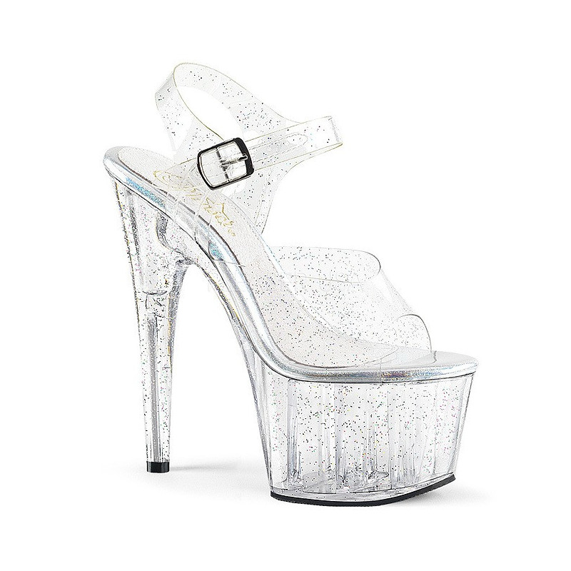 Trasparente 18 cm ADORE-708MMG scintillare plateau sandali donna con tacco