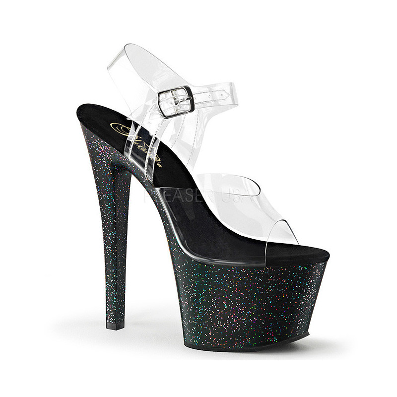 Nero 18 cm Pleaser SKY-308MG scintillare sandali con tacco