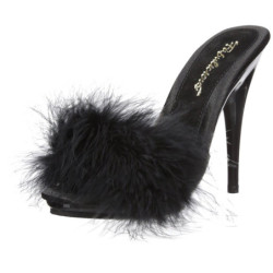Nero 13 cm POISE-501F piume di marabu Mules Scarpe