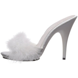 Bianco 13 cm POISE-501F piume di marabu Mules Scarpe