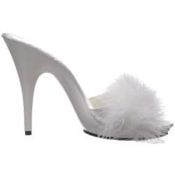 Bianco 13 cm POISE-501F piume di marabu Mules Scarpe