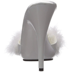Bianco 13 cm POISE-501F piume di marabu Mules Scarpe