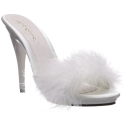 Bianco 13 cm POISE-501F piume di marabu Mules Scarpe
