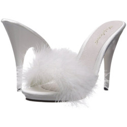 Bianco 13 cm POISE-501F piume di marabu Mules Scarpe