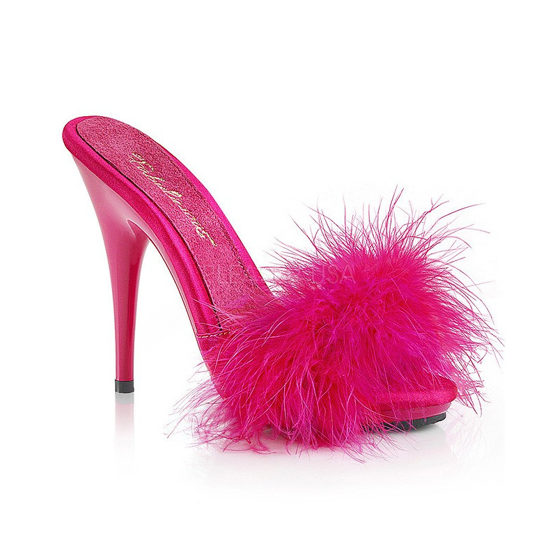 Fucsia 13 cm POISE-501F piume di marabu Mules Scarpe