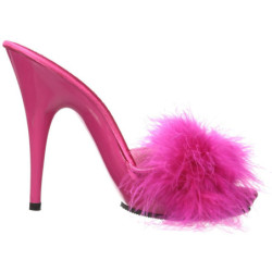 Fucsia 13 cm POISE-501F piume di marabu Mules Scarpe