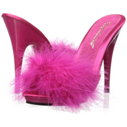 Fucsia 13 cm POISE-501F piume di marabu Mules Scarpe