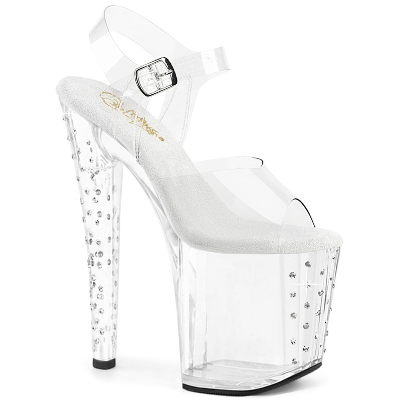 Trasparente sandali pleaser con strass plateau e tacco 19 cm ENCHANT-708RS