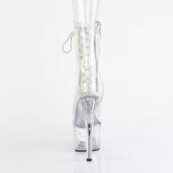 1021C-7 - 18 cm pleaser stivaletti tacco alto plateau strass trasparenti