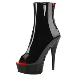 Verniciata 15 cm DELIGHT-1025 stivaletti spuntate tacco altissime