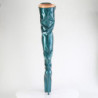 Glitter verde acqua 20 cm FLAMINGO-3020GP stivali sopra il ginocchio con stringati