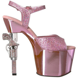 Rosa 18 cm Pleaser REVOLVER-709G Tacchi Alti Cromo Plateau