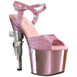 Rosa 18 cm Pleaser REVOLVER-709G Tacchi Alti Cromo Plateau