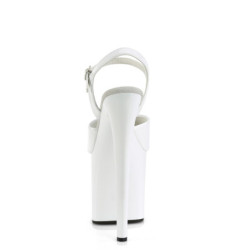 Bianche sandali pleaser con plateau e tacco 20 cm NAUGHTY-809