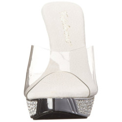 Argento 11,5 cm ELEGANT-401 Pietre strass plateau ciabatta donna