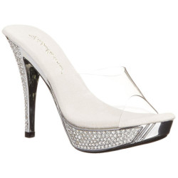 Argento 11,5 cm ELEGANT-401 Pietre strass plateau ciabatta donna