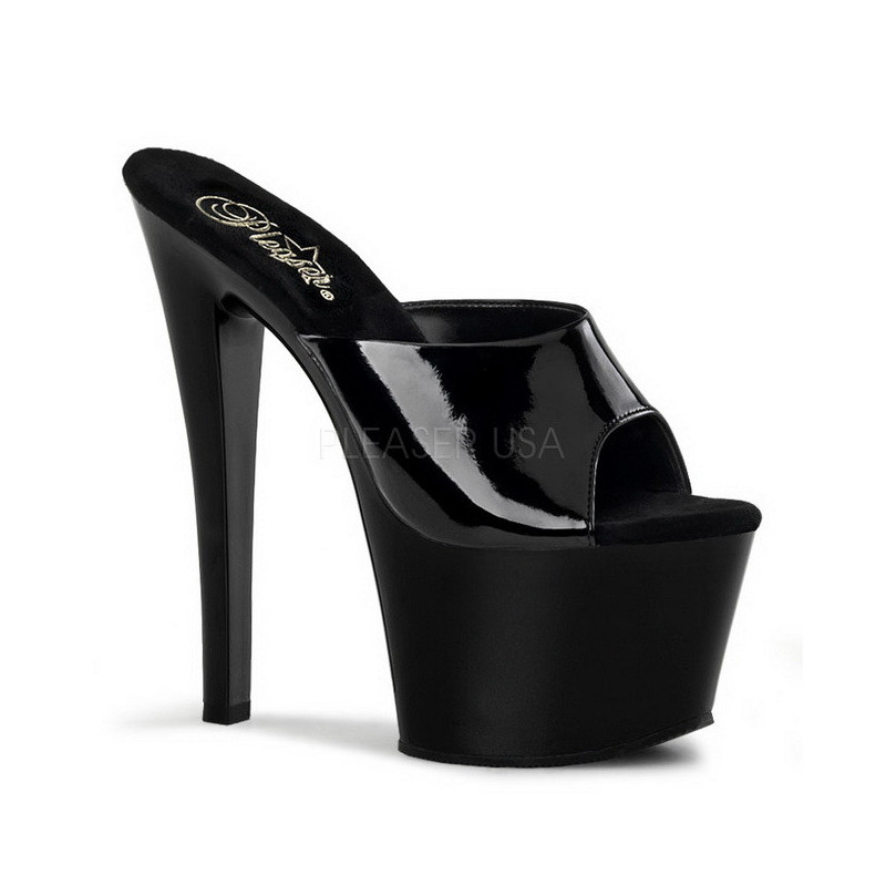 Nero Vernice 18 cm PLEASER SKY-301 Plateau Mules Alte