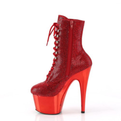 Rosso strass stivaletti pleaser con plateau e tacco 18 cm ADORE-1020CHRS