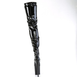 Vinile crotch 20 cm FLAMINGO-4000 Neri stivali alti donna al ginocchio
