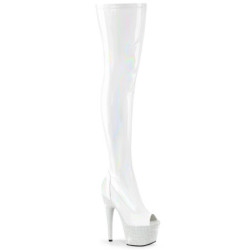 Bianco 18 cm BEJ-3011-7 Ologramma stivali overknee piattaforma exotic pole
