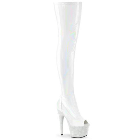 Bianco 18 cm BEJ-3011-7 Ologramma stivali overknee piattaforma exotic pole