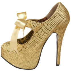 Oro Strass Cristallo 14,5 cm Burlesque TEEZE-04R Plateau Scarpe Décolleté