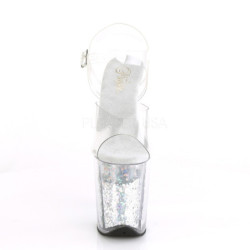 Argento 20 cm FLAMINGO-808GF sandali da cubista e spogliarellista scintillare