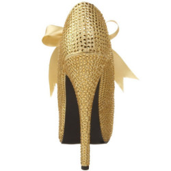 Oro Strass Cristallo 14,5 cm Burlesque TEEZE-04R Plateau Scarpe Décolleté
