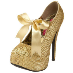 Oro Strass Cristallo 14,5 cm Burlesque TEEZE-04R Plateau Scarpe Décolleté