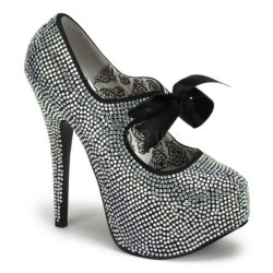 Grigio Strass Cristallo 14,5 cm Burlesque TEEZE-04R Plateau Scarpe Décolleté