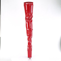 Vinile crotch 20 cm FLAMINGO-4000 Rosso stivali alti donna al ginocchio