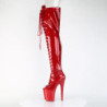 Glitter rosso 20 cm PEEP TOE stivali sopra il ginocchio con stringati