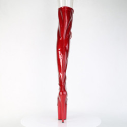 Glitter rosso 20 cm PEEP TOE stivali sopra il ginocchio con stringati