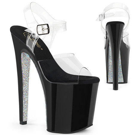 Trasparente 20 cm XTREME-808CRS sandali pleaser con suole strass argento