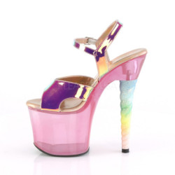 Rosa 18 cm UNICORN-711T Acrilico plateau sandali donna con tacco