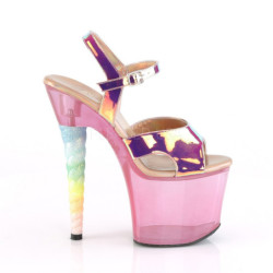 Rosa 18 cm UNICORN-711T Acrilico plateau sandali donna con tacco