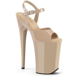Verniciata beige 23 cm INFINITY-909 tacchi estremi - scarpe tacco più plateau alto