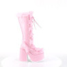 Pelliccia sintetica tacco spesso 13 cm plateau stivali con tacco chunky donna rosa