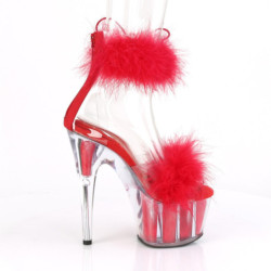 Rosso 18 cm ADORE-724F sandalo tacco alto con piume exotic pole