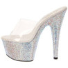 Trasparente Argento 18 cm BEJEWELED-701DM Strass Plateau Mules Alte