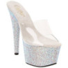 Trasparente Argento 18 cm BEJEWELED-701DM Strass Plateau Mules Alte